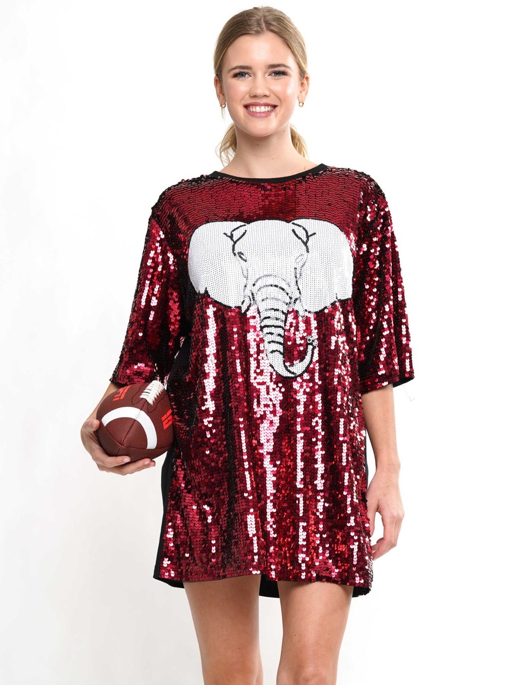 Red Sequin Elephant Tunic Dress